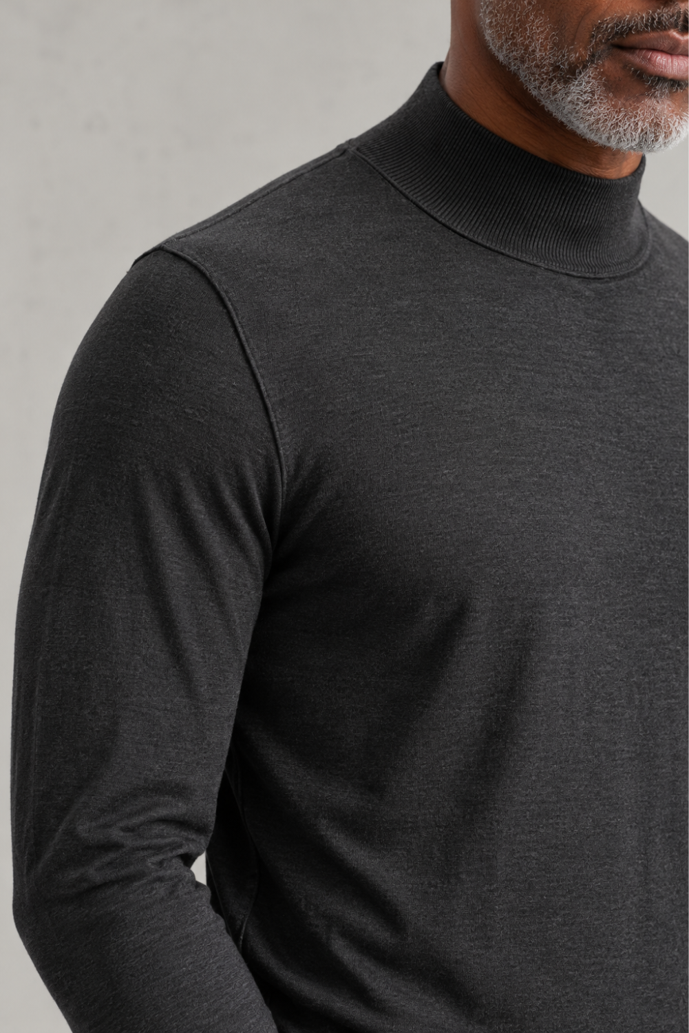 Ultrafine Regular-Fit Roll Neck Sweater In Virgin Wool Charcoal