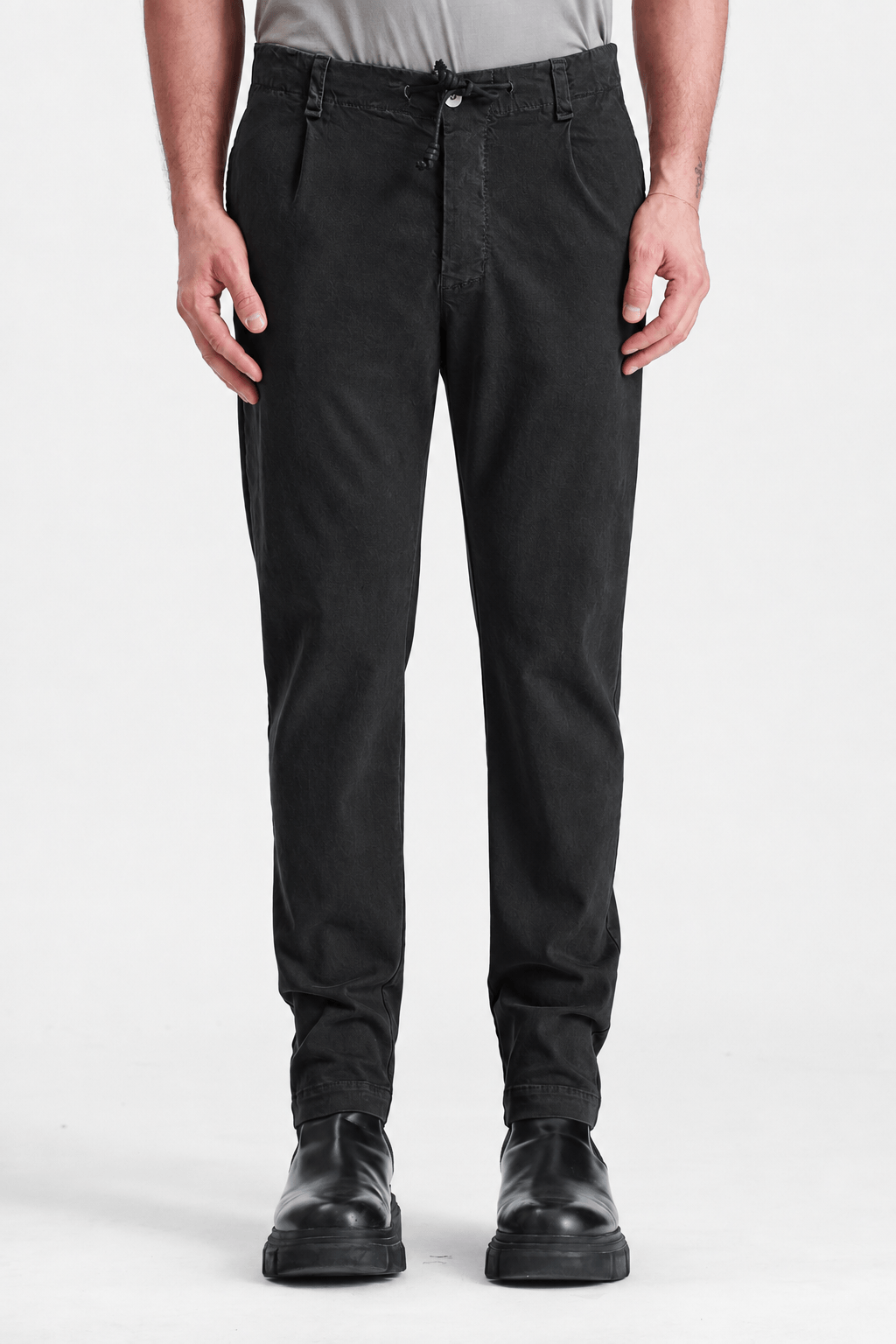 Tencel/Stretch Modal Loose-Fit Drawstring Trousers Black