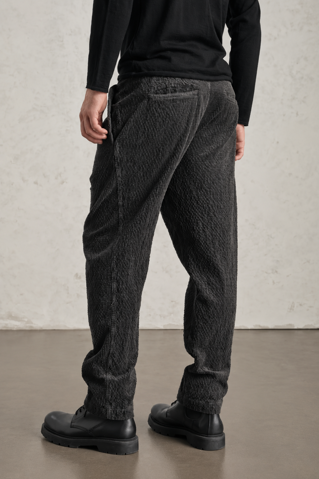 Relaxed-Fit Italian Corduroy Trousers Charcoal