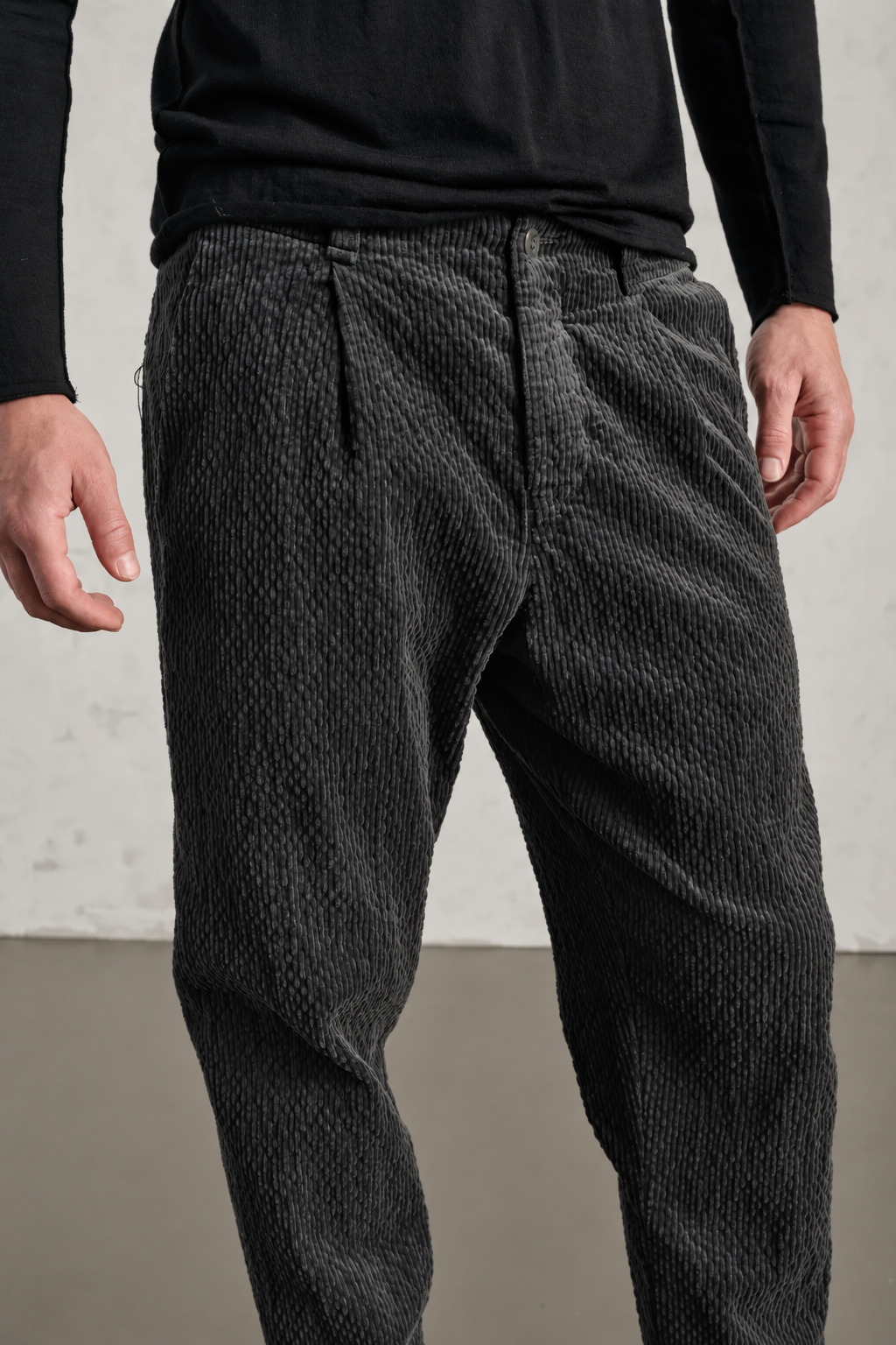 Relaxed-Fit Italian Corduroy Trousers Charcoal