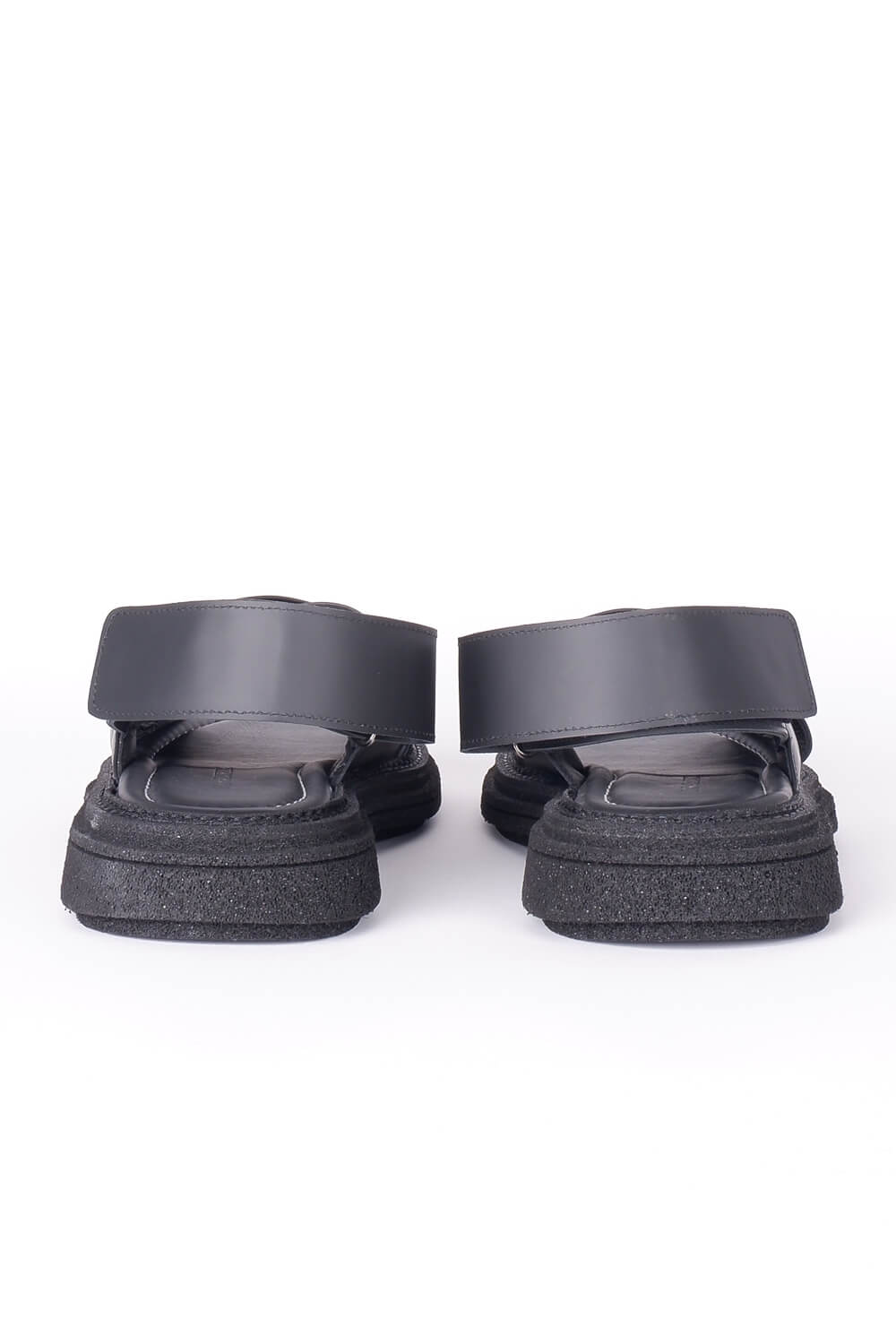 Chunky Leather Crossover Sandals Black