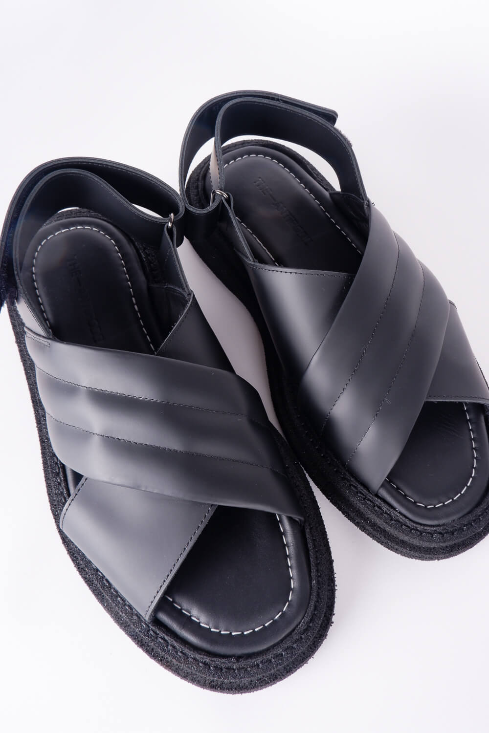 Chunky Leather Crossover Sandals Black