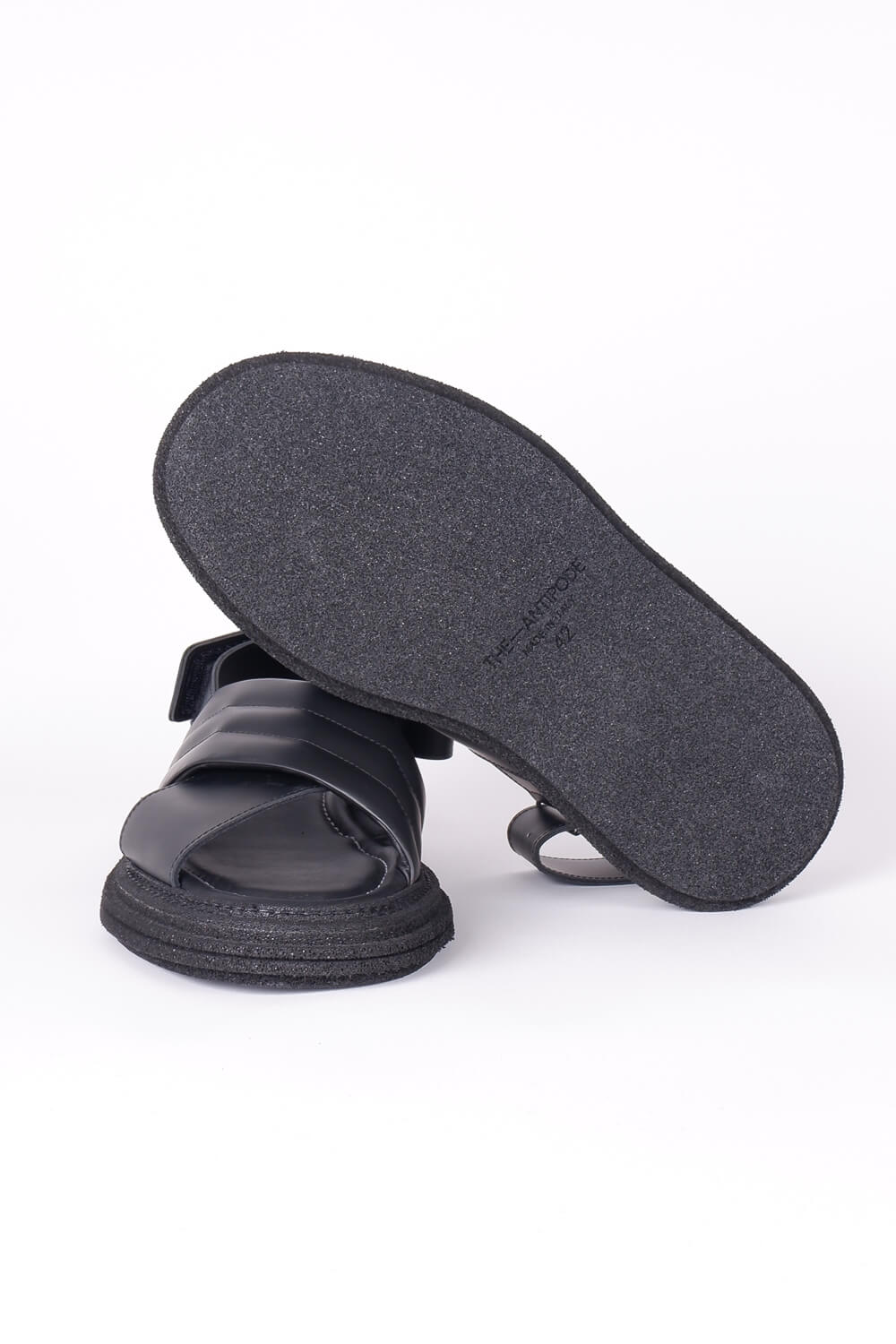 Chunky Leather Crossover Sandals Black