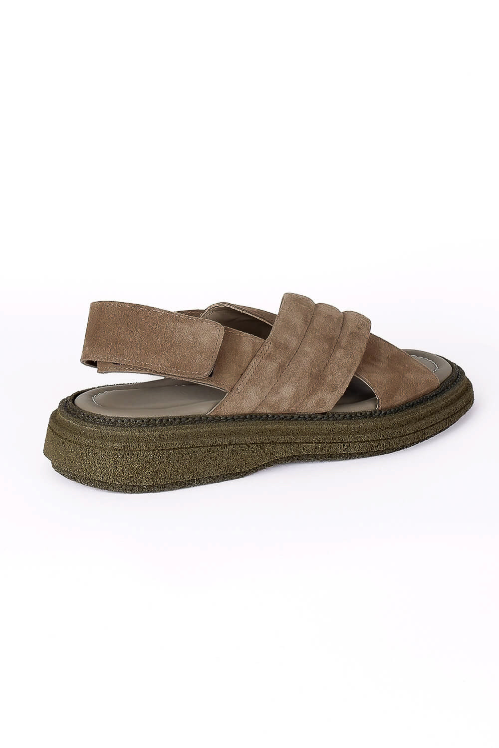 Chunky Italian Suede Crossover Sandals Dark Sand