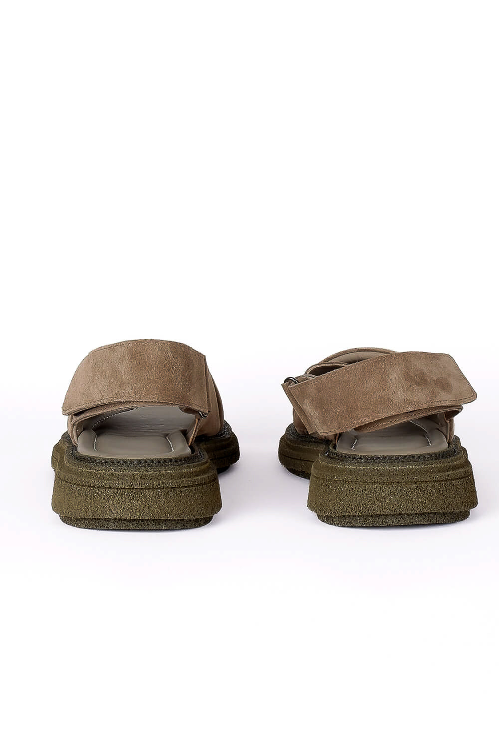 Chunky Italian Suede Crossover Sandals Dark Sand