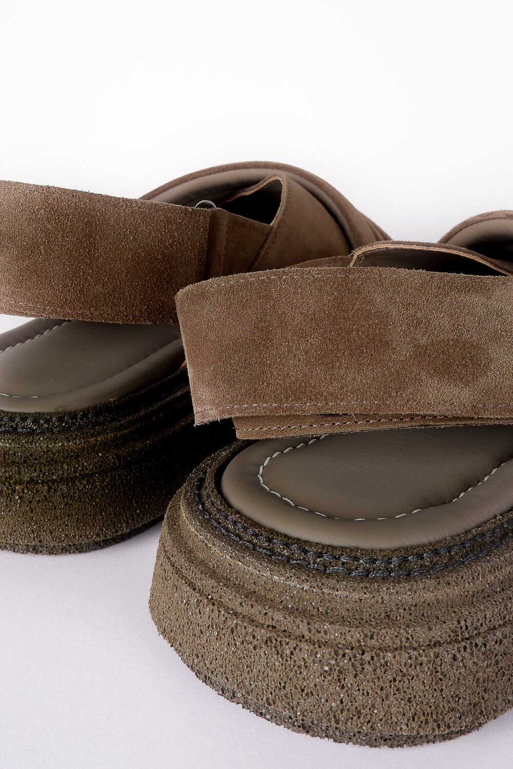 Chunky Italian Suede Crossover Sandals Dark Sand