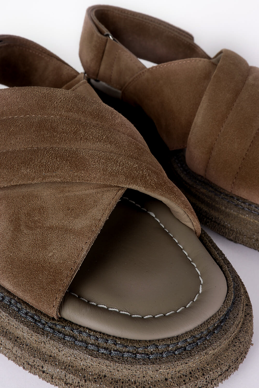 Chunky Italian Suede Crossover Sandals Dark Sand