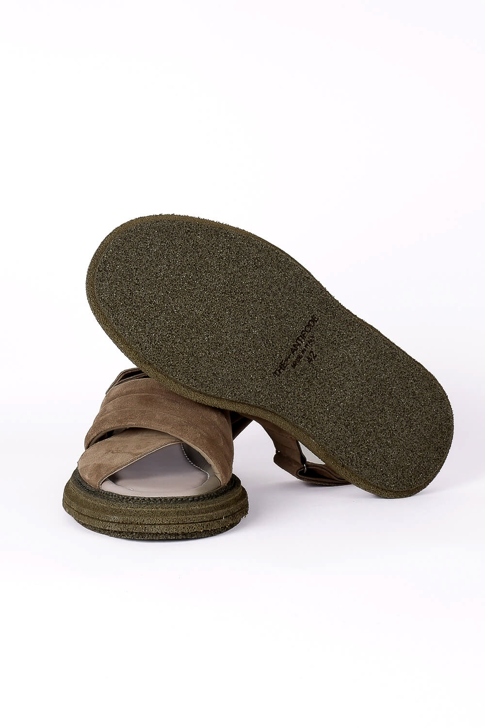 Chunky Italian Suede Crossover Sandals Dark Sand