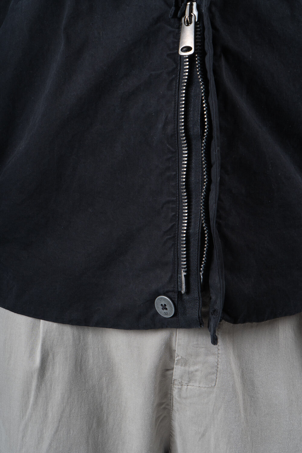 Coated Cotton Lightweight Zip-Up Jacket Black