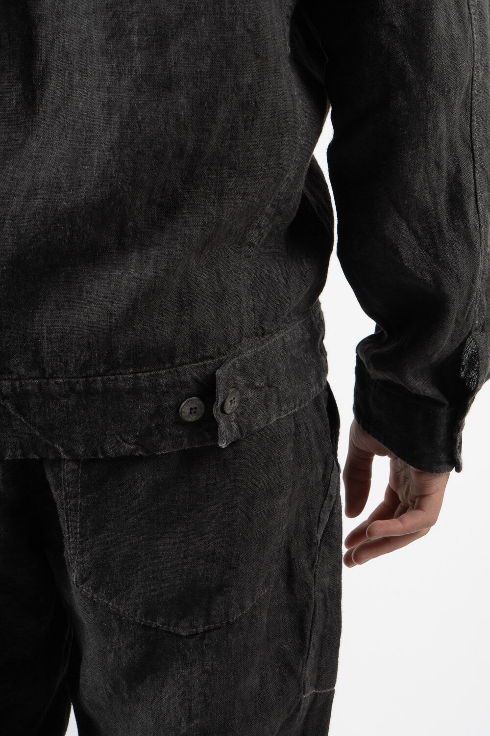 Cold-Dye Button-Up Linen Blazer Charcoal