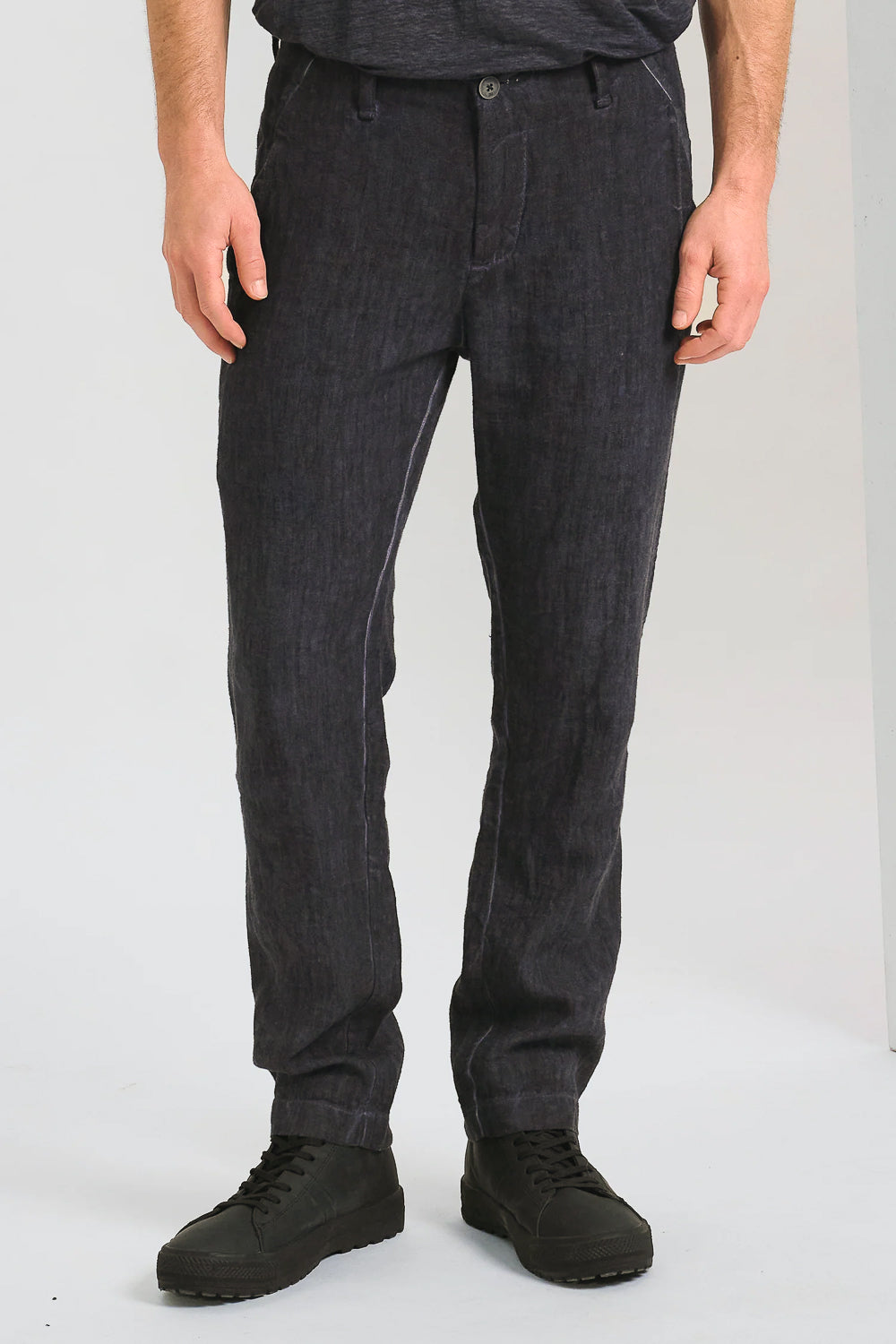 Cold-Dye Linen Trousers Charcoal