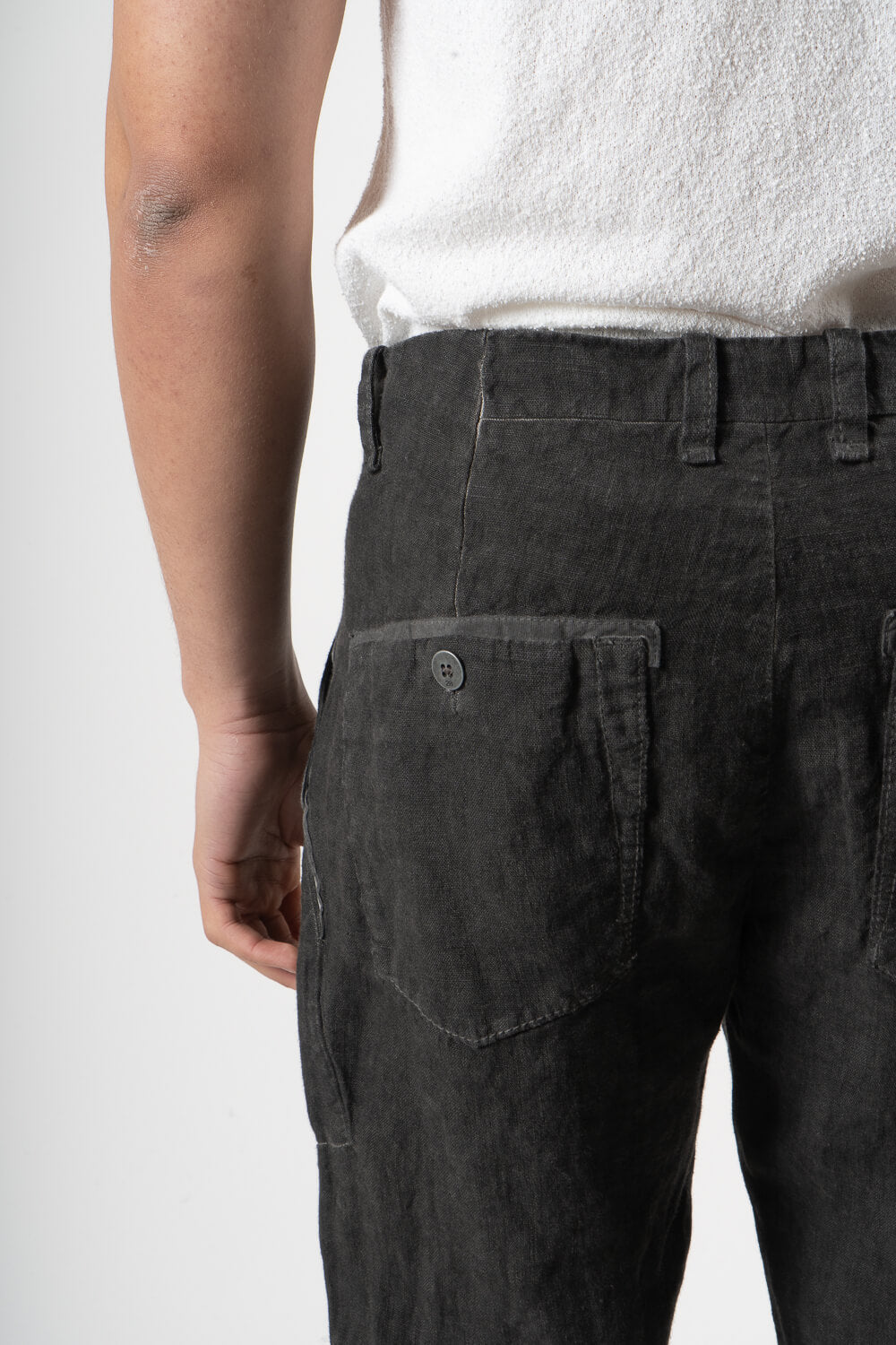Cold-Dye Linen Trousers Charcoal