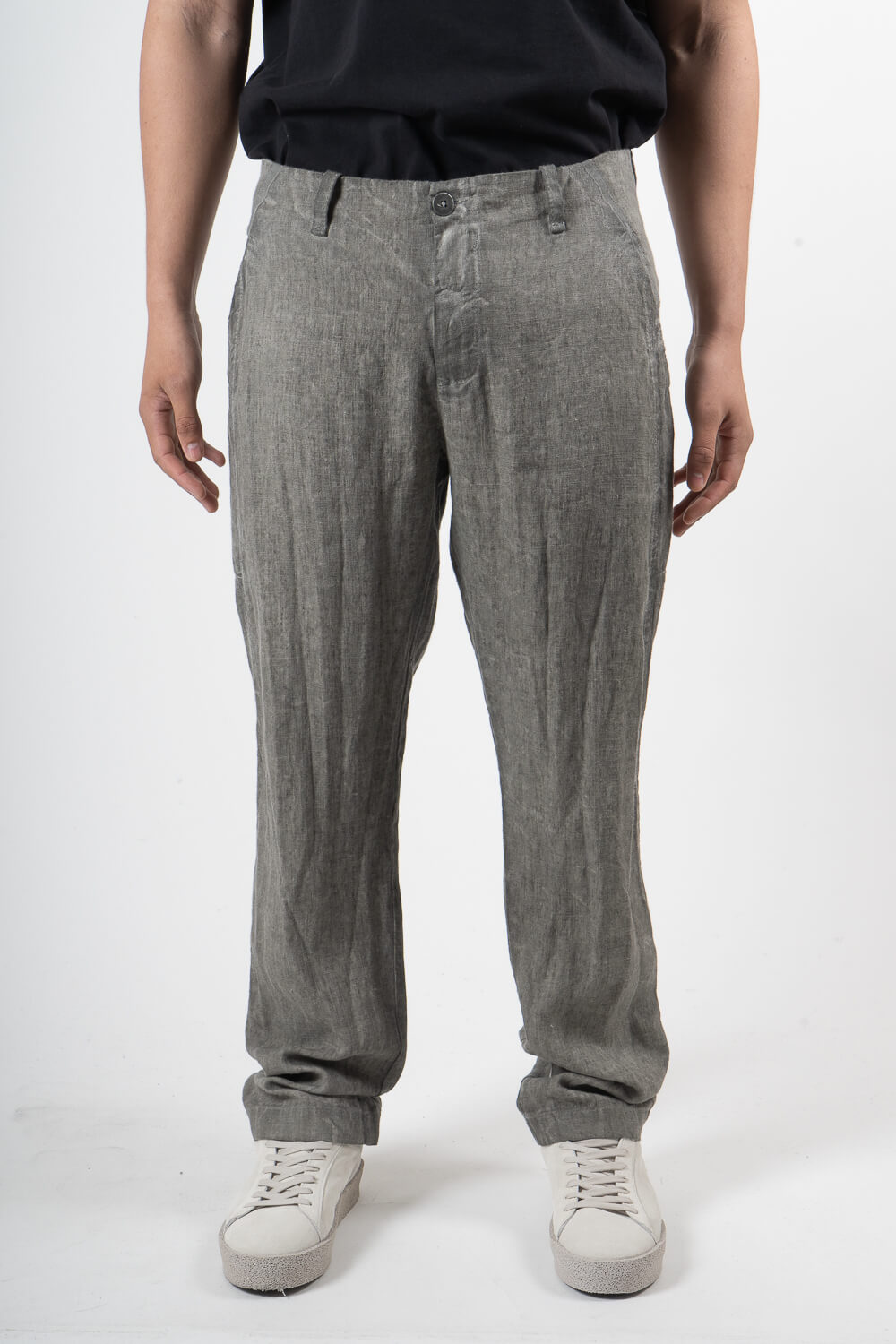 Cold-Dye Linen Trousers Grey