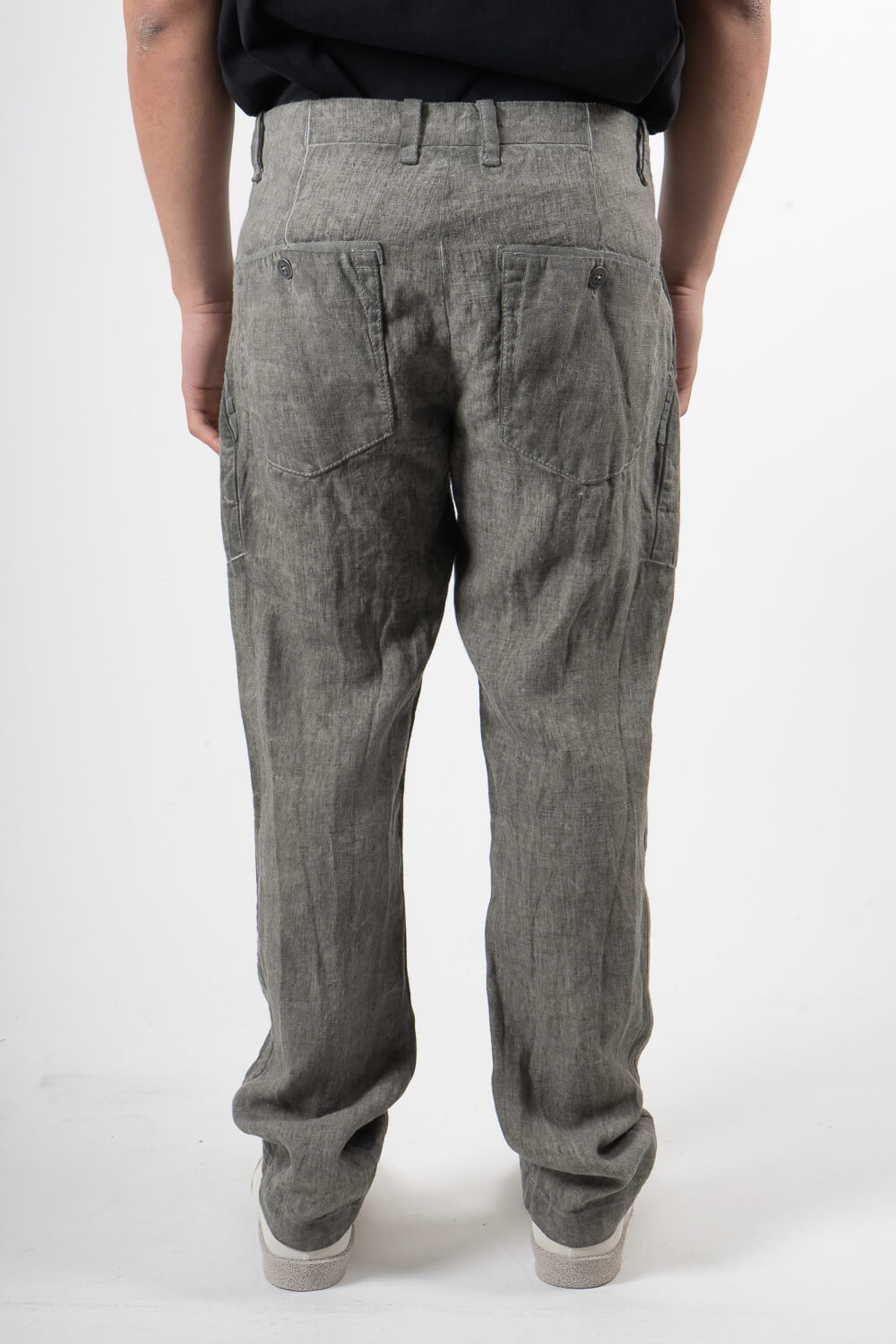 Cold-Dye Linen Trousers Grey