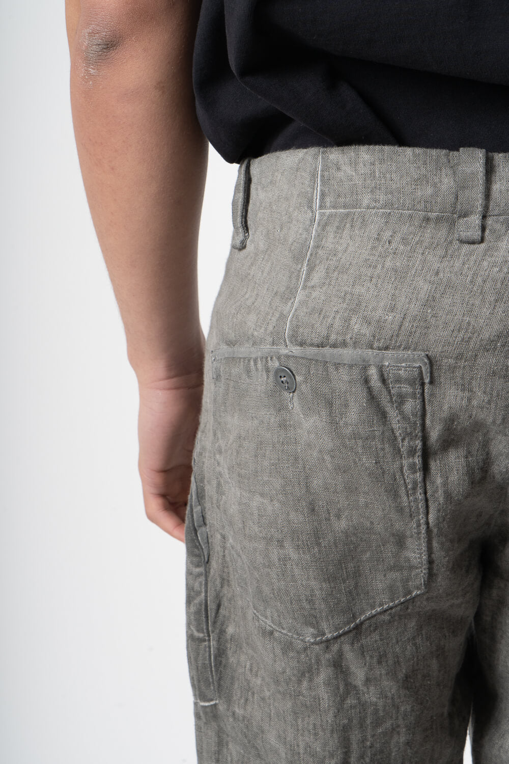 Cold-Dye Linen Trousers Grey