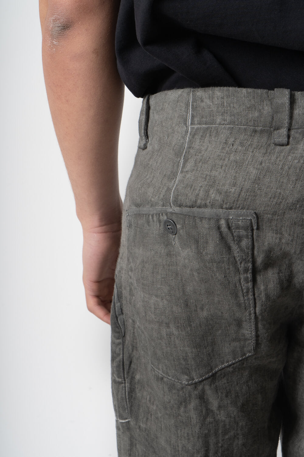 Cold-Dye Linen Trousers Grey