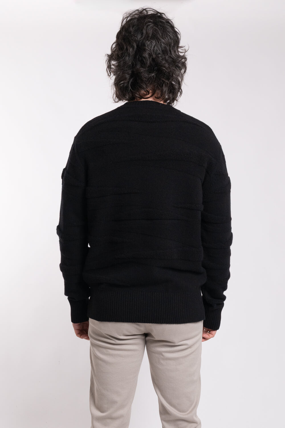 Contrast Effect Virgin Lana Merino Wool Sweatshirt Black