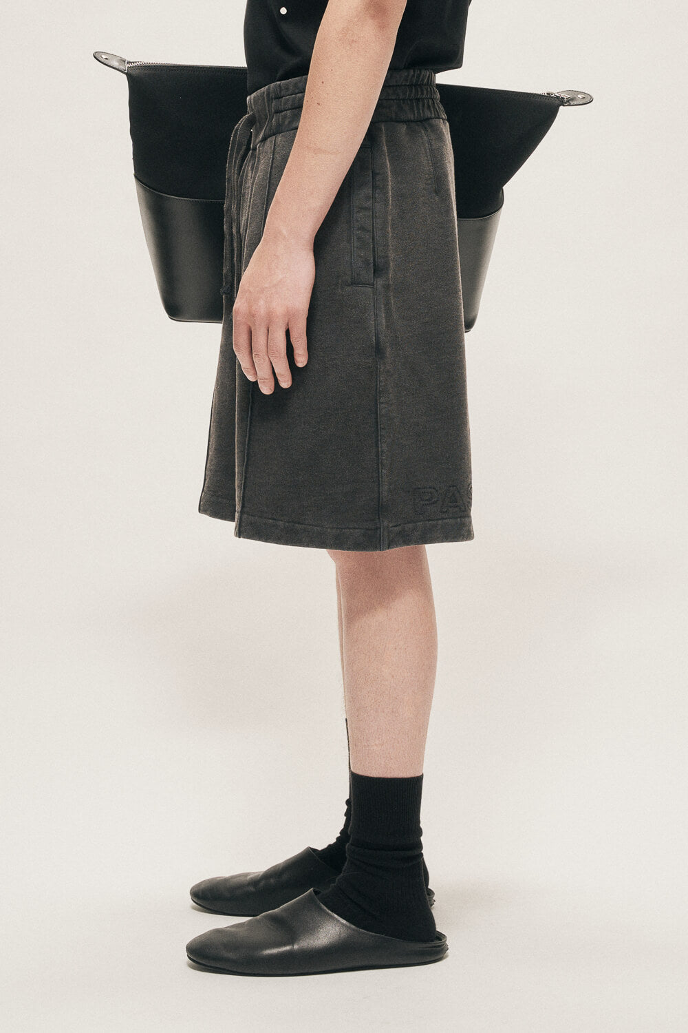 Contrast Stitch Sweatshorts Charcoal