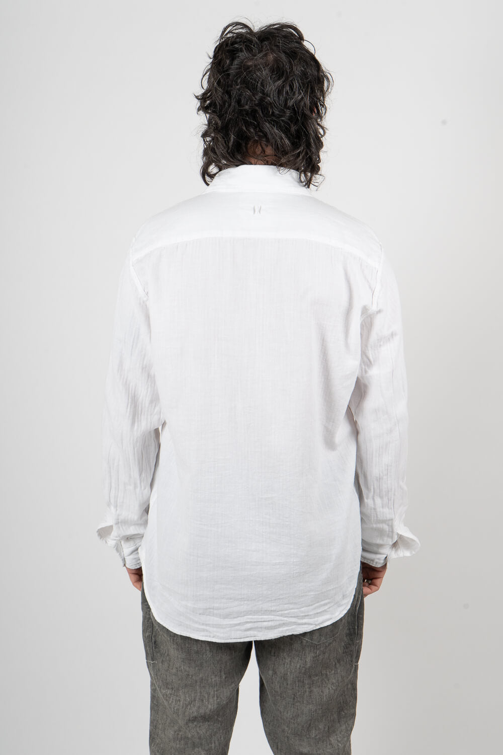 Cotton/Linen Full Button Shirt White