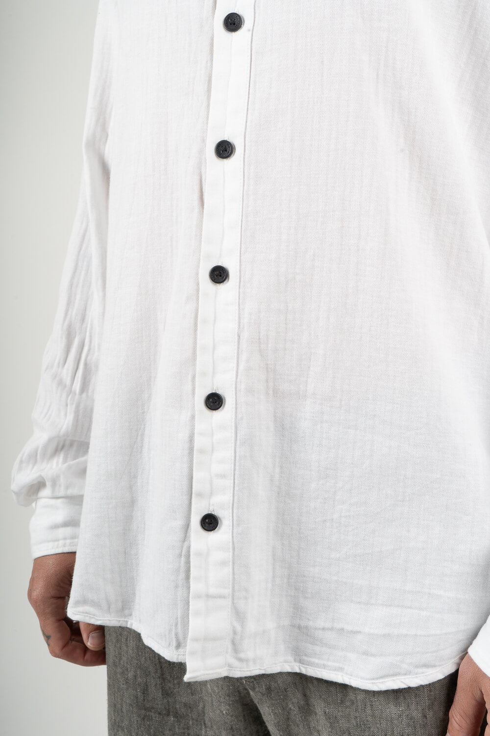 Cotton/Linen Full Button Shirt White