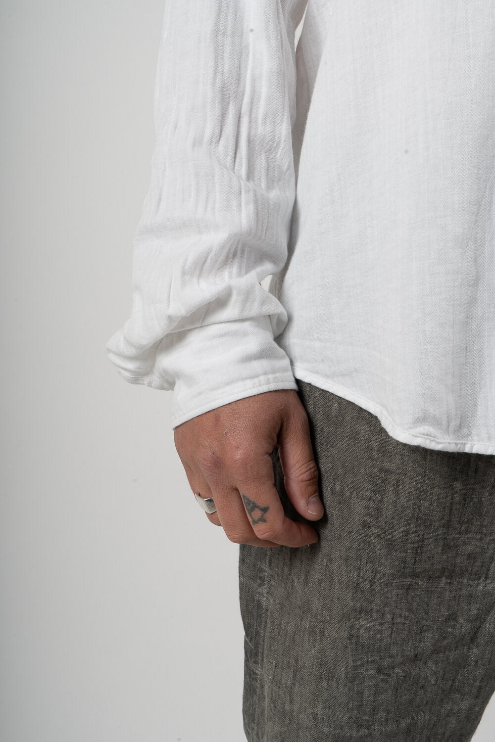 Cotton/Linen Full Button Shirt White