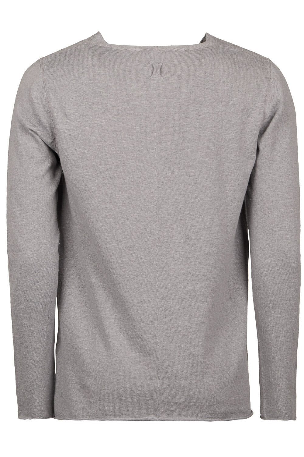 Cotton/Linen Raw Neck L/S T-Shirt Grey