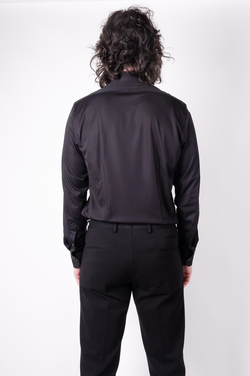 Cotton Stretch Tech Button-Up Shirt Black