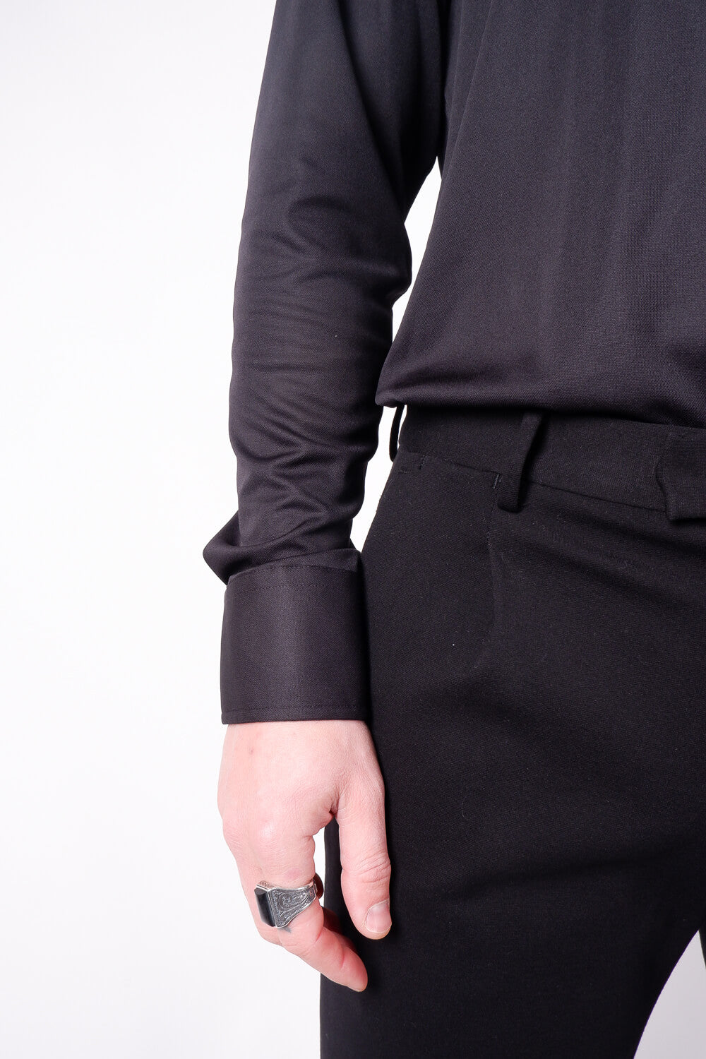 Cotton Stretch Tech Button-Up Shirt Black