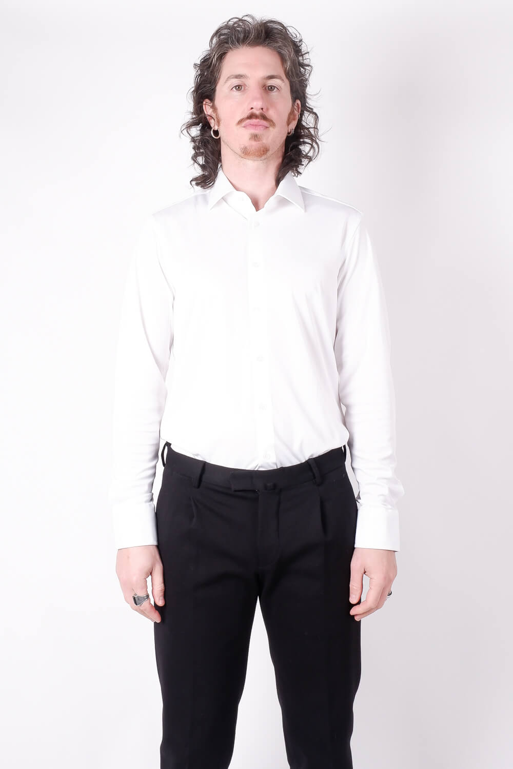 Cotton Stretch Tech Button-Up Shirt White