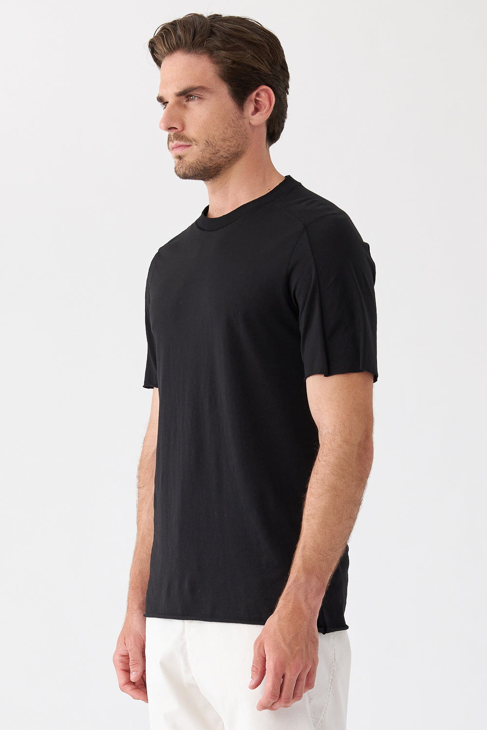 Cotton T-Shirt W/ Knitted Insert Black