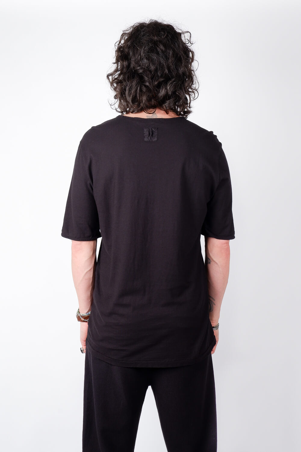 Crew Neck Stitch Detail T-Shirt Black