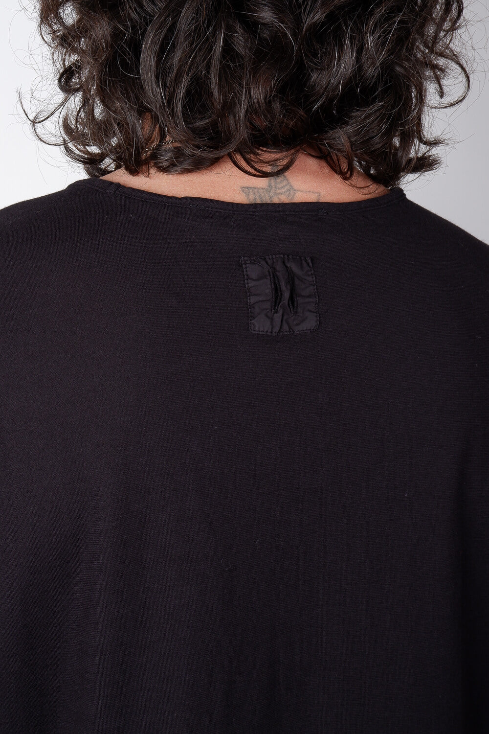 Crew Neck Stitch Detail T-Shirt Black