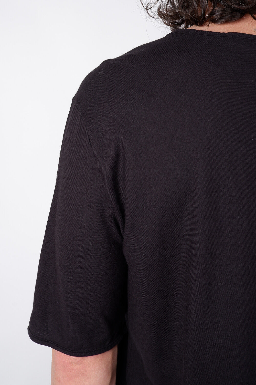 Crew Neck Stitch Detail T-Shirt Black