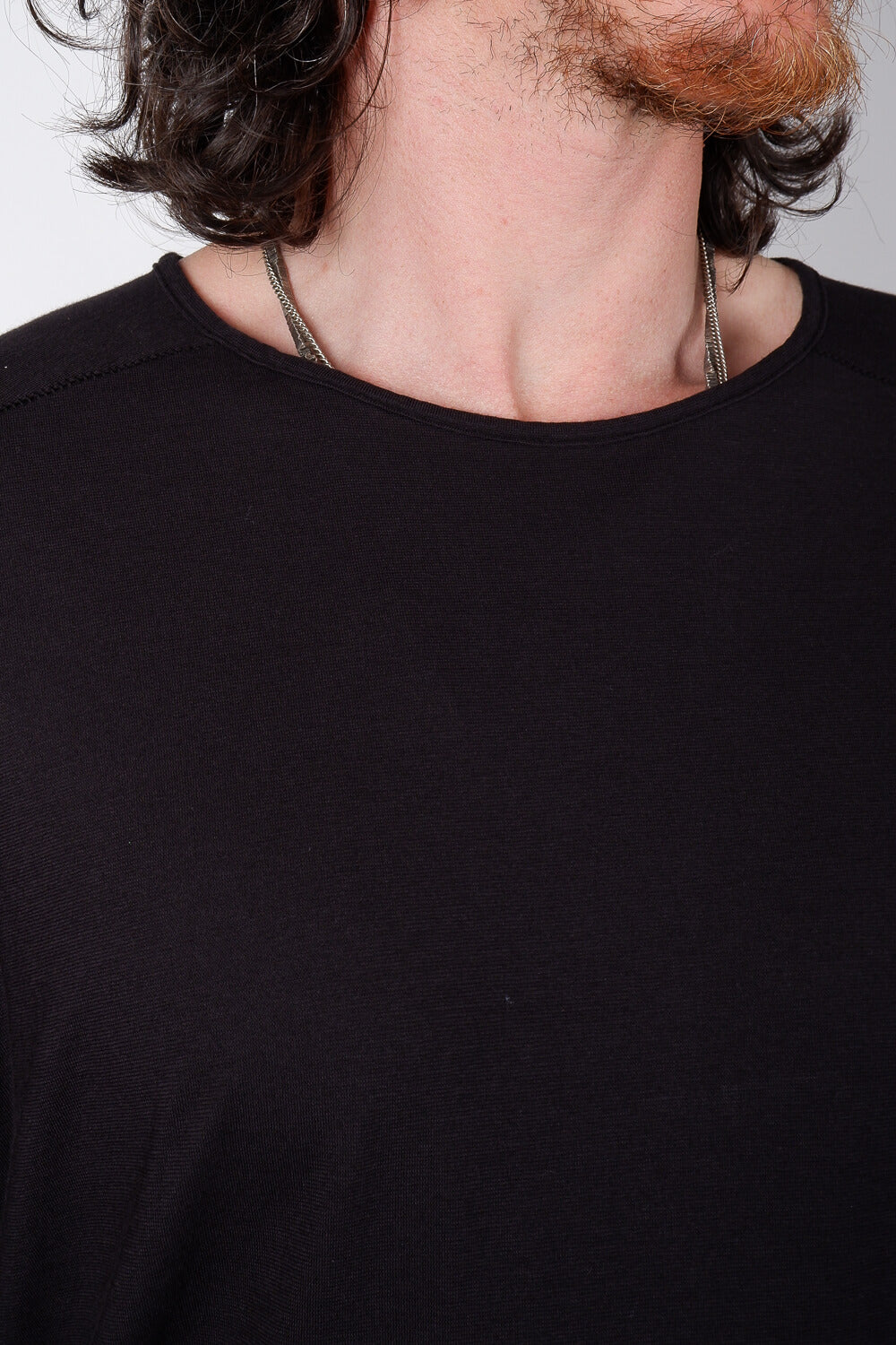 Crew Neck Stitch Detail T-Shirt Black