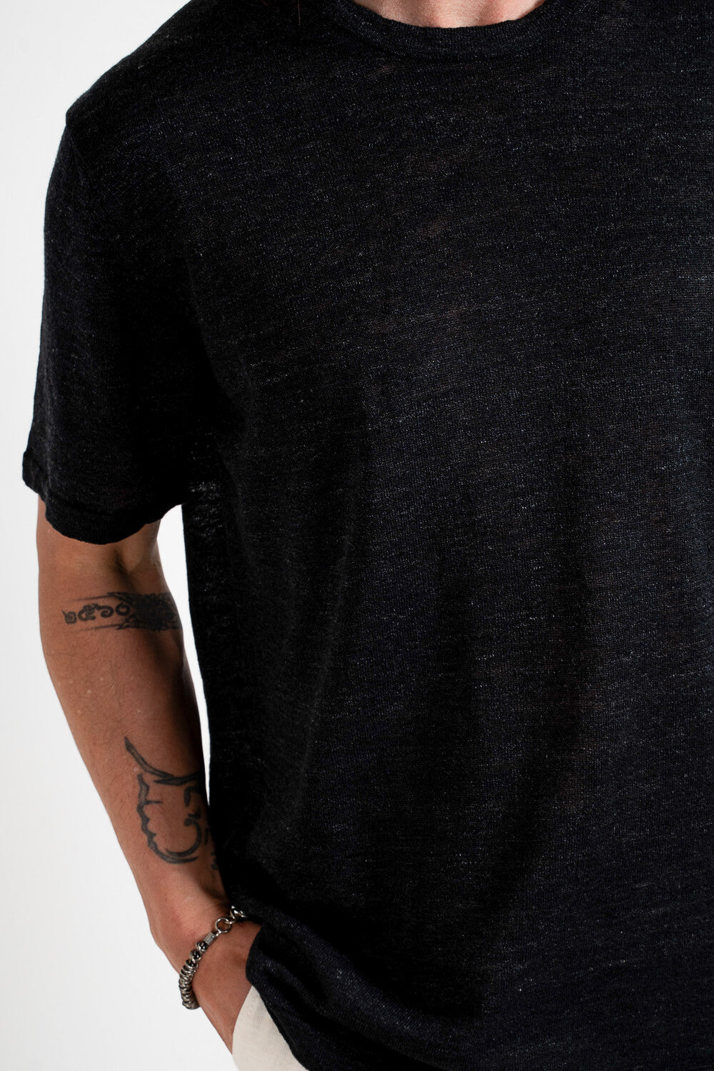 Crewneck Linen T-Shirt Charcoal