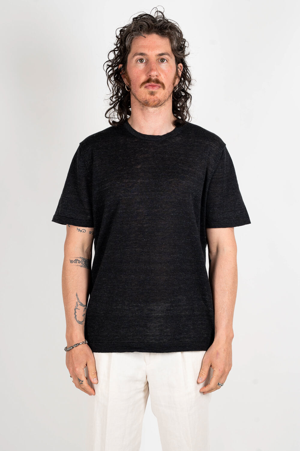 Crewneck Linen T-Shirt Charcoal