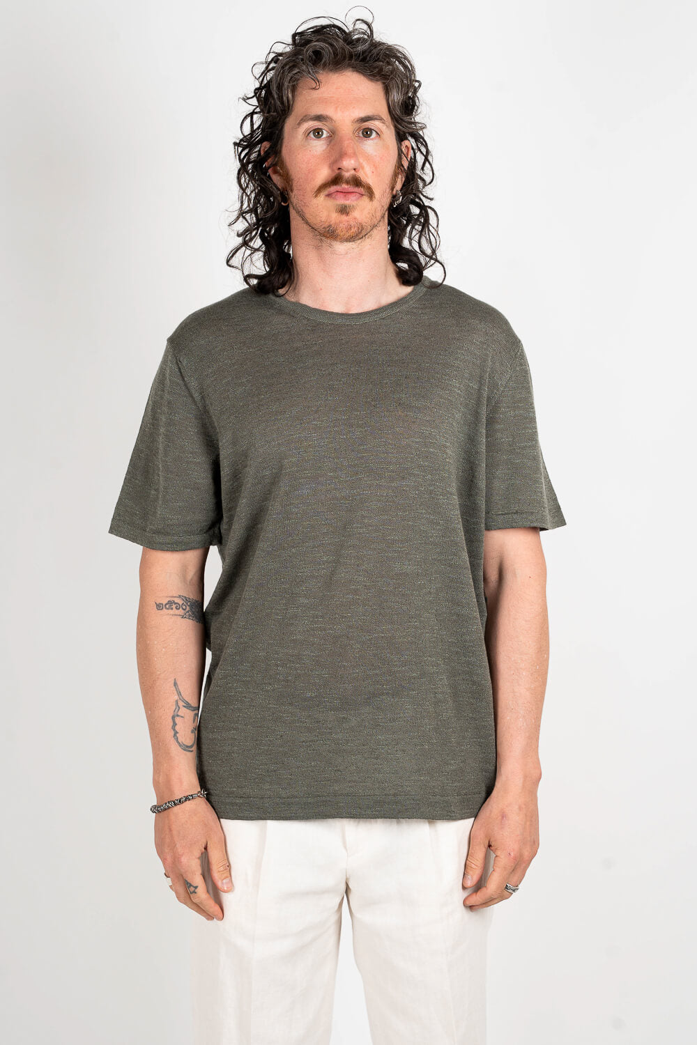 Crewneck Linen T-Shirt Green