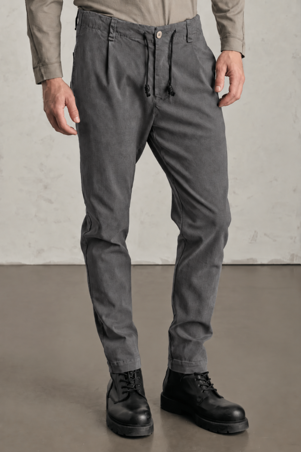 Tencel/Stretch Modal Loose-Fit Drawstring Trousers Grey