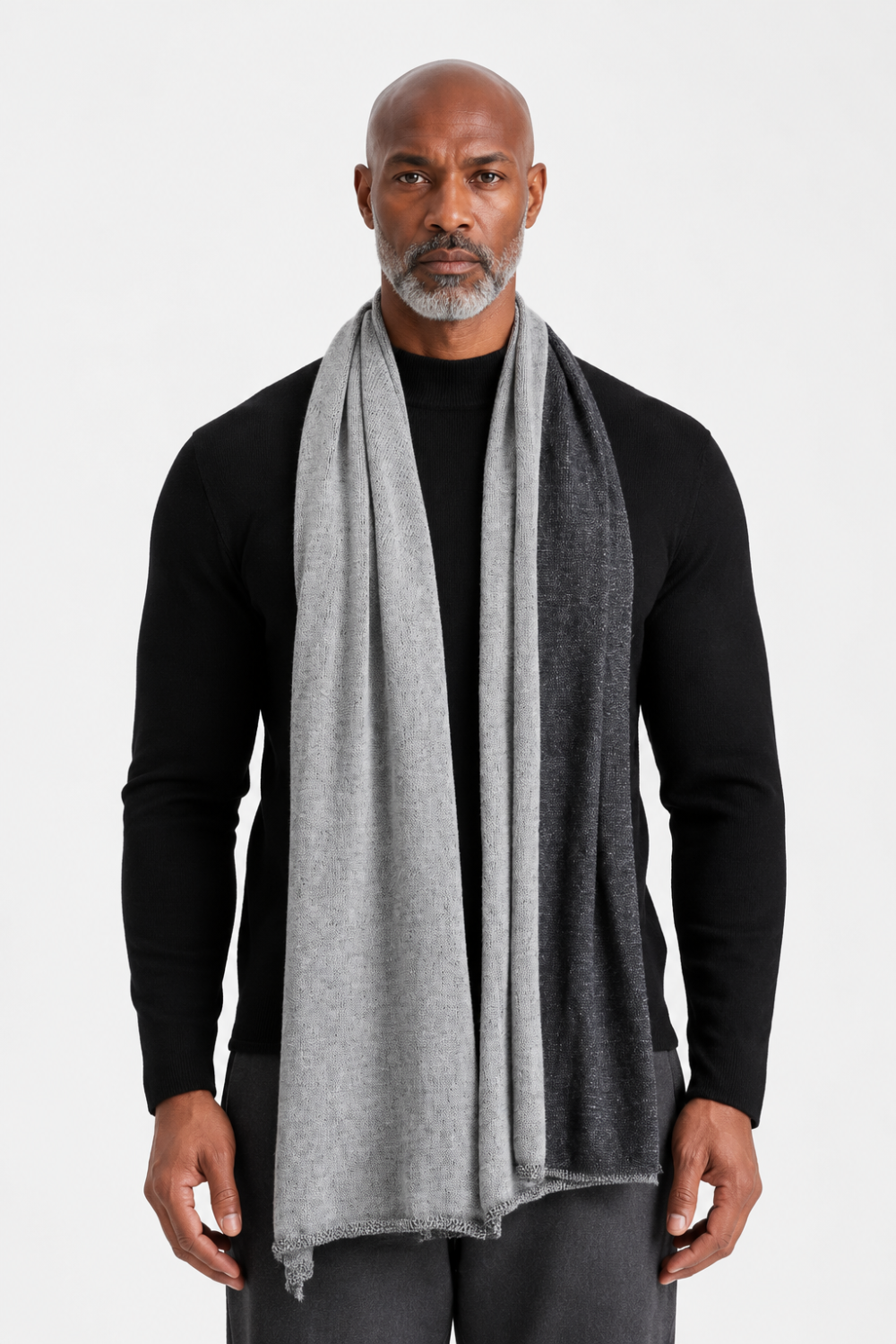 Cashmere & Virgin Wool Reversible Scarf Grey