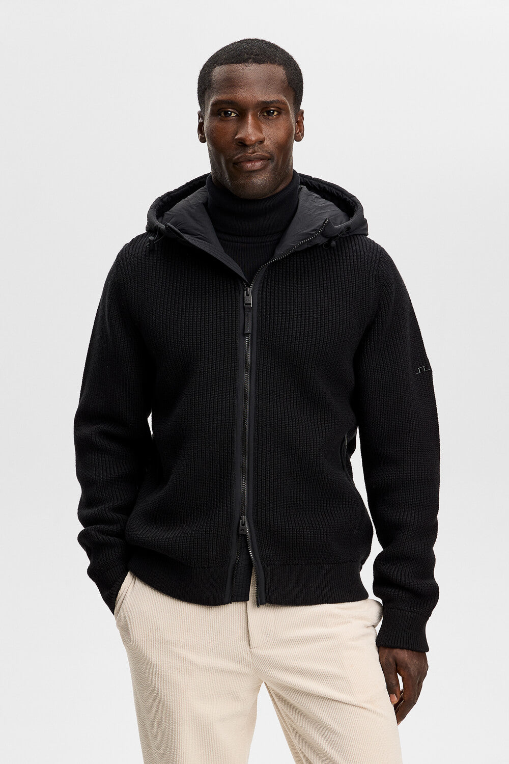 Dorin Knit Hood Hybrid Jacket Black