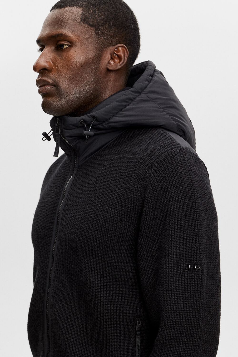 Dorin Knit Hood Hybrid Jacket Black