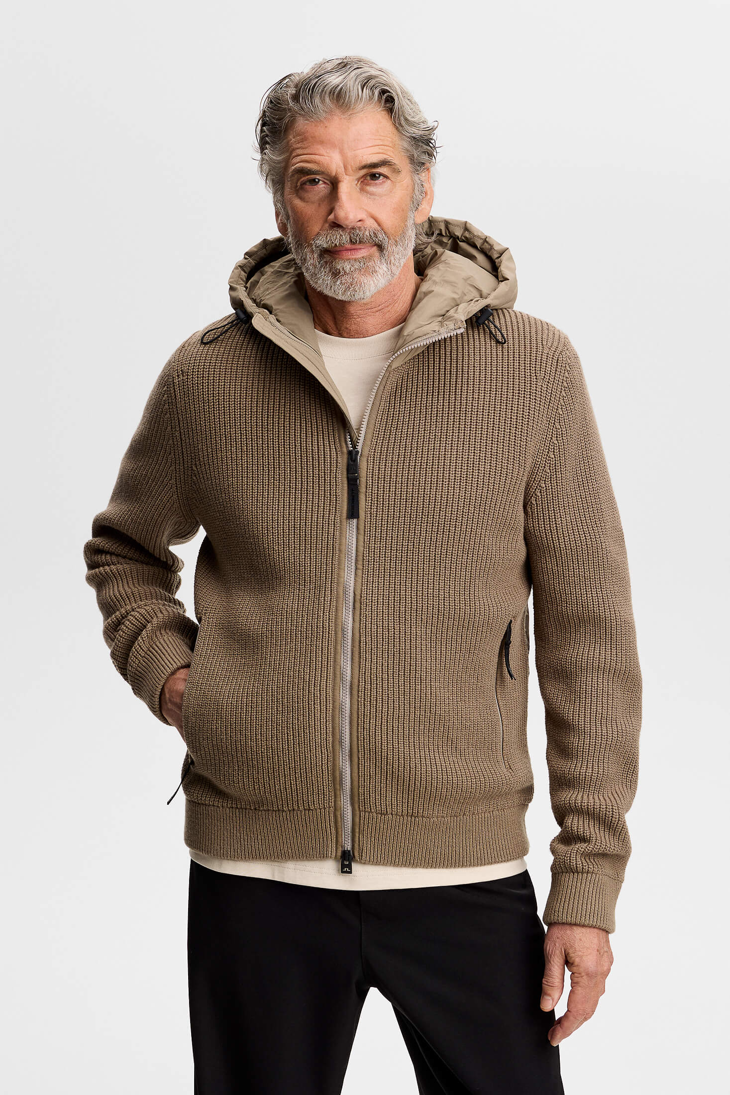 Dorin Knit Hood Hybrid Jacket Camel
