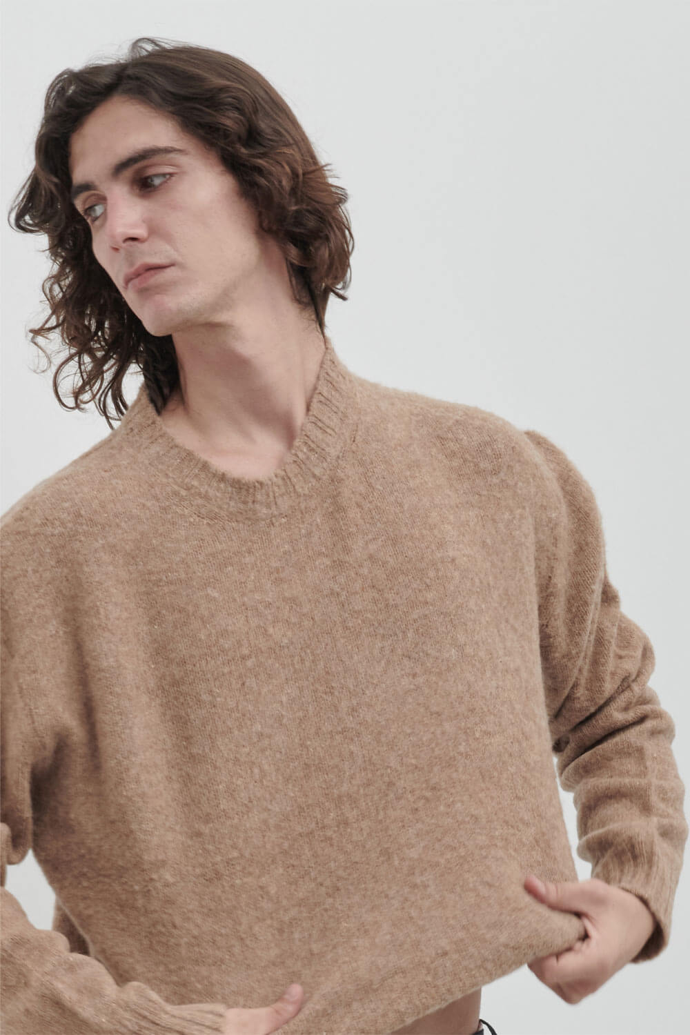 Eco Mohair Round Neck Sweater Camel