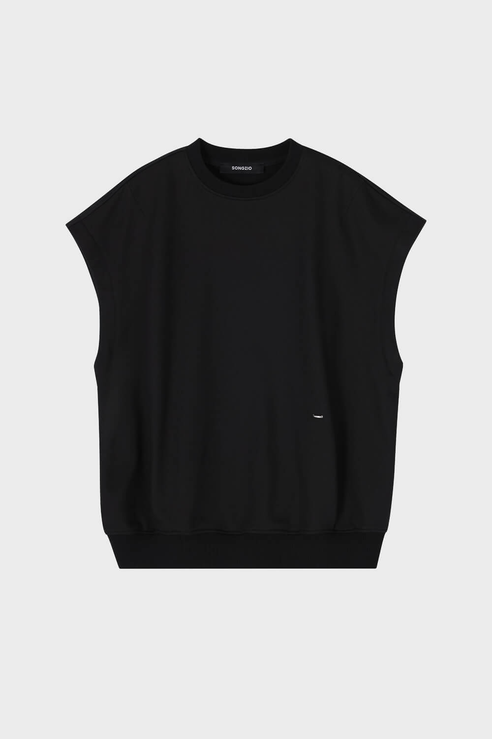 Embroidered Sleeveless Crewneck Sweatshirt Black