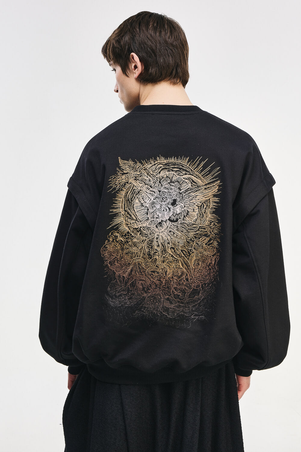 Embroidered Sleeveless Crewneck Sweatshirt Black