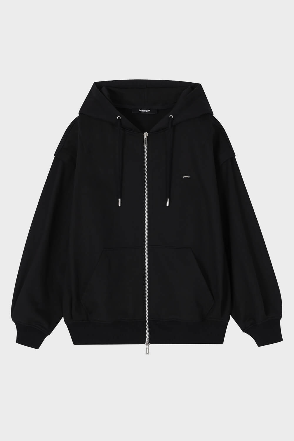 Embroidered Sleeveless Zip-Up Jacket Black