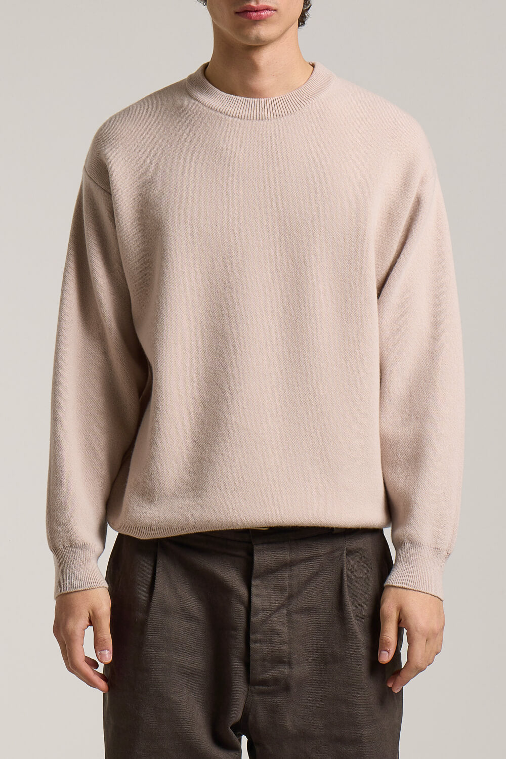 Extra Fine Lana Wool Relaxed Fit Sweatshirt Beige