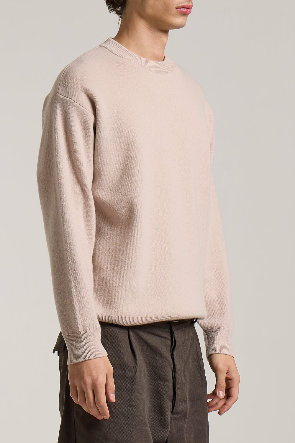 Extra Fine Lana Wool Relaxed Fit Sweatshirt Beige