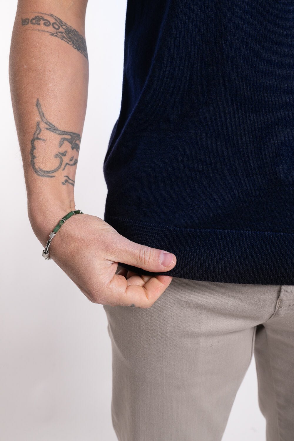 Extra Fine Merino Wool Round Neck T-Shirt Navy