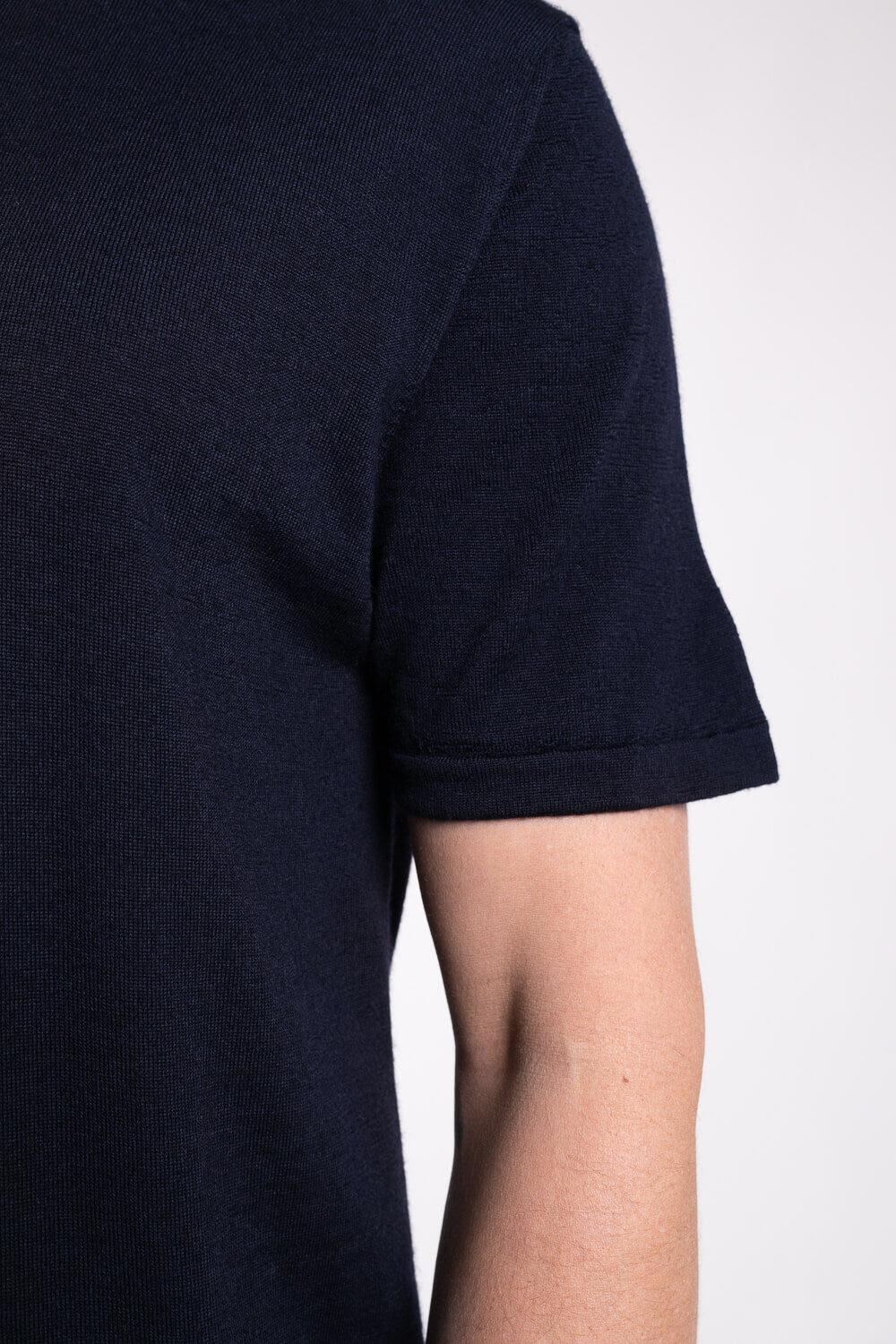 Extra Fine Merino Wool Round Neck T-Shirt Navy